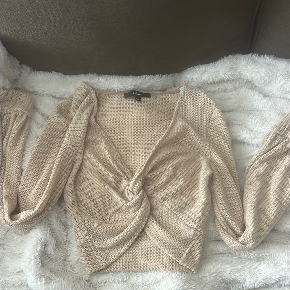 Lulu's Cream Long Sleeve Knit Top